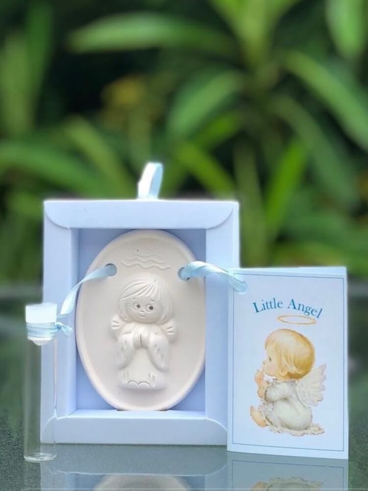 Christening guardian angel gift blue