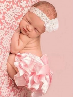 Baby Girl Ruffle Bloomer Pink Satin