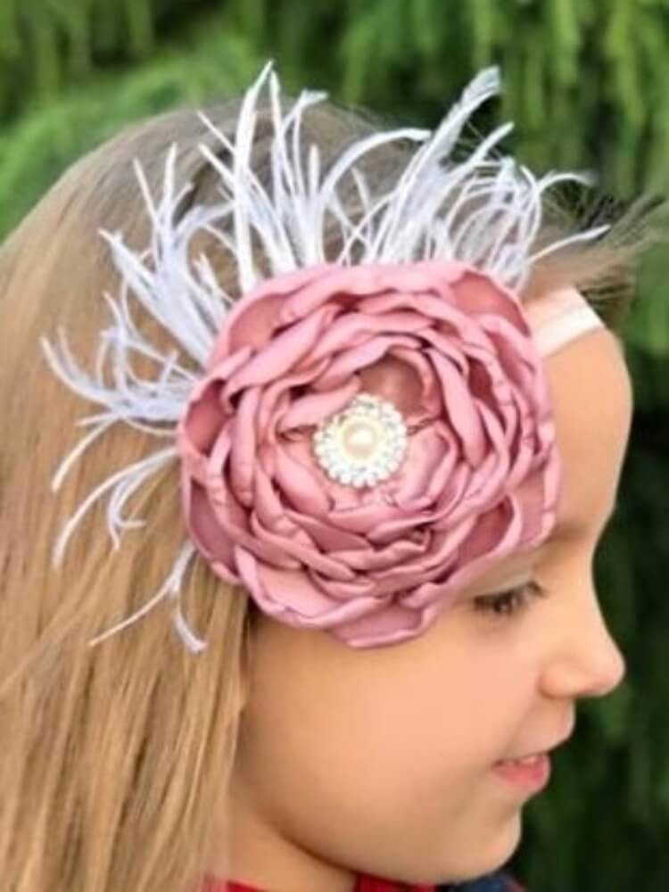 Baby Girl Headband Dusty Pink Rhinestone Flower