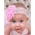 Baby girl headband pink lace frayed flower