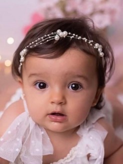 Newborn Pearls Headband for Christening Baptism