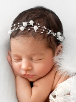 Newborn Pearls Headband for Special Occasion Christening Baptism