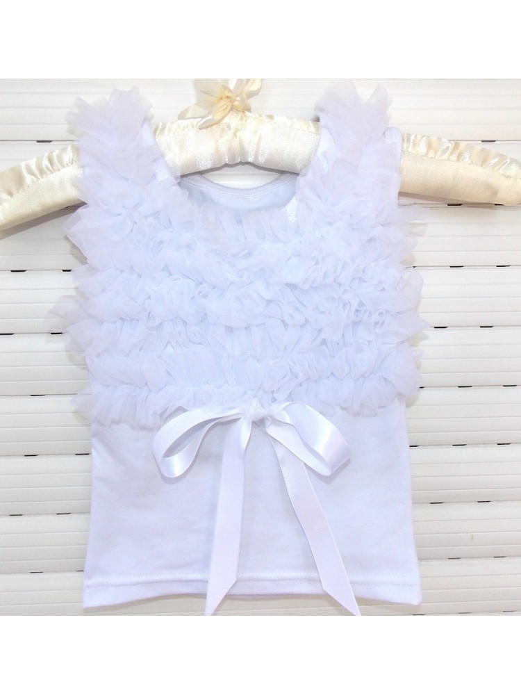 Baby girl top white with white chiffon ruffles