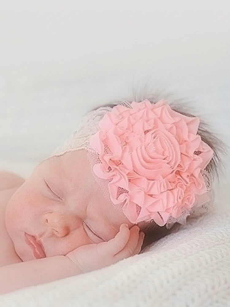 Newborn Wide Lace Flower Headband