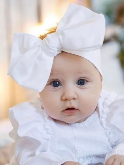 Baby girl cotton white big bow headband