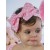 Baby girl dotty pink bow headband