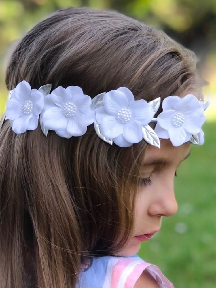 White Flower Crown Baby Headband