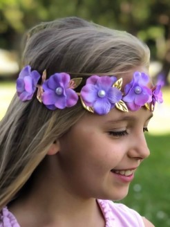 Flower Girl Crown Headband Lavender with Gold Handmade in UK