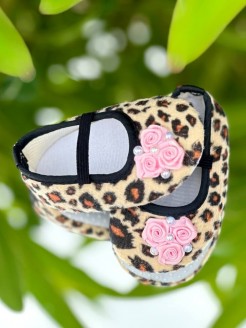 Βaby Girl Leopard Shoes with roses