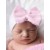 Newborn hat White with Pink bow
