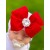 Newborn girl hospital hat red velvet bow