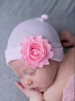 Newborn Baby Girl Hospital Hat Shabby Flower And Pearl