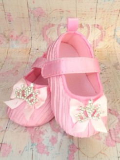 Baby Girl Handmade Christening Baptism Shoes Princess Pink