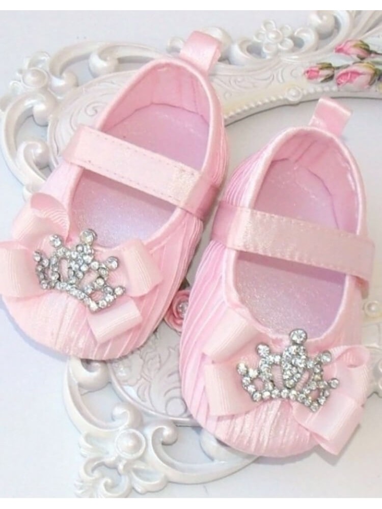 Baby satin shoes Princess diamante