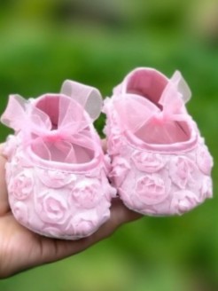 Baby Girl Christening Baptism Shoes Pink Rosette