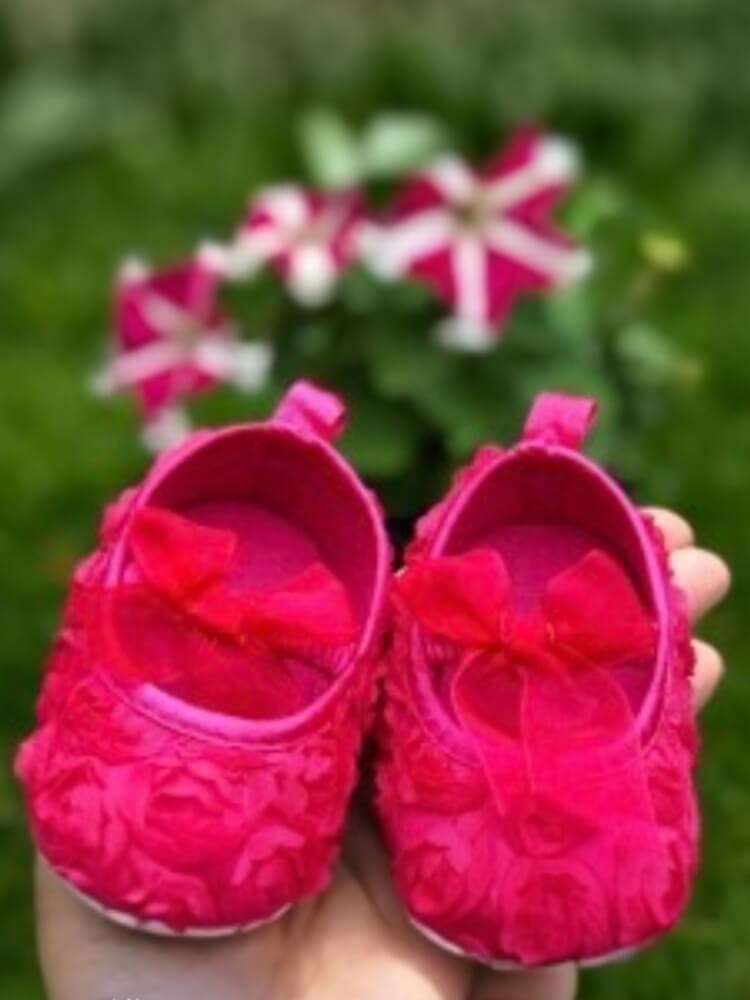 Baby Girl Christening Shoes Watermelon Rosette