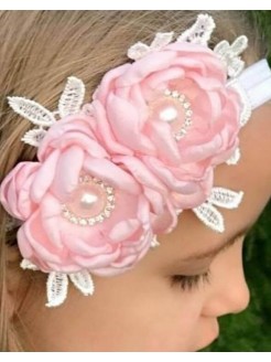 Exclusive Baby Girl Headband Light Pink Flowers