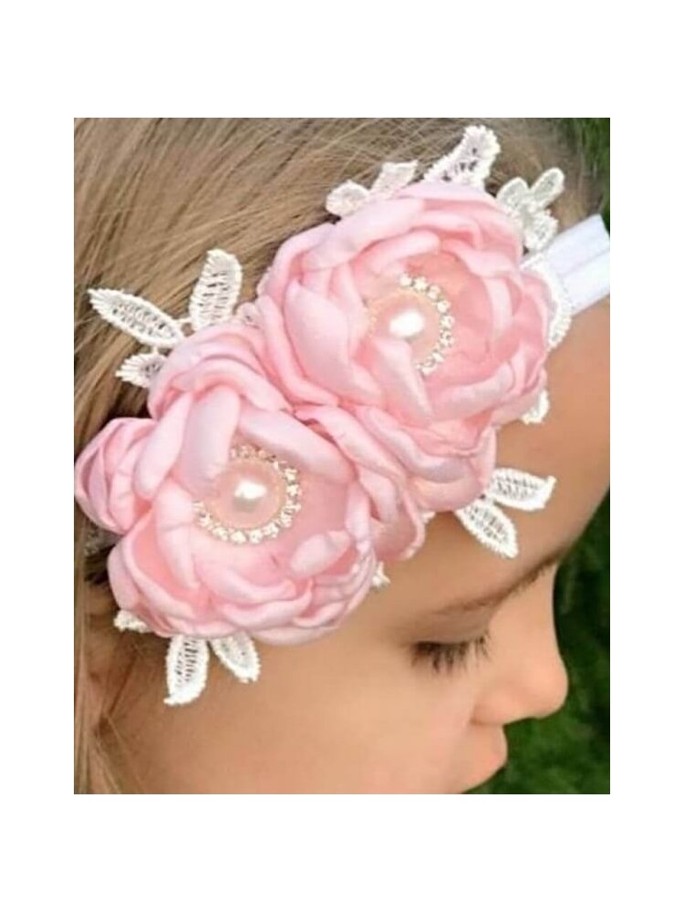 Exclusive Baby Girl Headband Light Pink Flowers