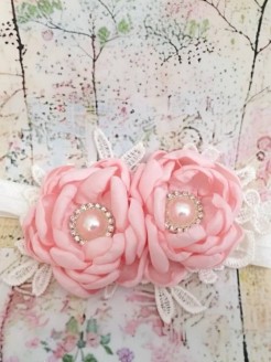 Exclusive Baby Girl Headband Light Pink Flowers