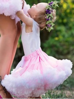 Baby Girl Birthday Petti Skirt Tutu Pink with White