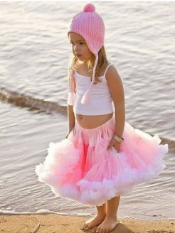 Baby Girl Birthday Petti Skirt Tutu Pink with White