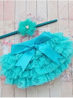 Baby Ruffle Tutu Bloomer Nappy Cover Aqua Lace