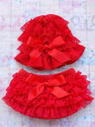 Baby girl red frilly pants