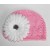 Crochet hat pink with white flower