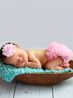 Baby girl baby pink cotton frilly pants with headband
