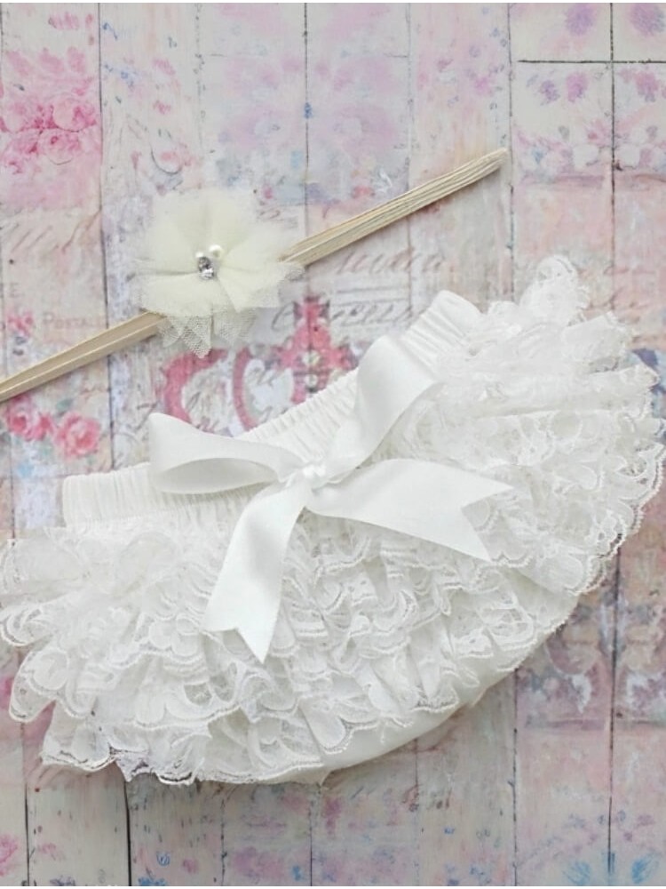 Baby Girl Ivory Lace Tutu Frilly Pants