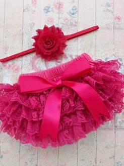 Baby Ruffle Tutu Bloomer Fuchsia Lace