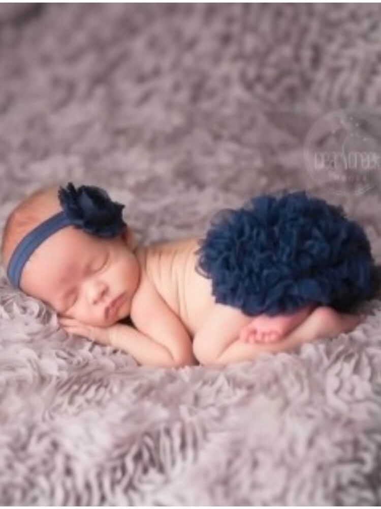 Newborn Gift Nappy Cover Navy Blue with Headband