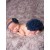 Baby nappy cover navy blue with headband