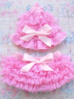 Baby Girl Pink Ruffle Bloomer With Hat Set