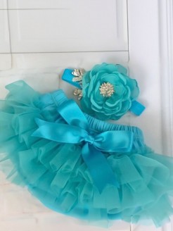 Baby girl tutu bloomer Aquamarine with headband