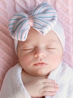 Newborn Hospital Hat Pink And Blue Bow