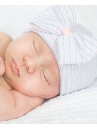 Newborn Hospital Hat Pink And Blue Bow