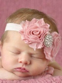 Baby Girl Headband Shabby Dusty Pink Roses