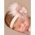 Baby Headband Dusty Pink Flower & Feather