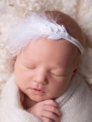 Newborn Feather Headband with Lace