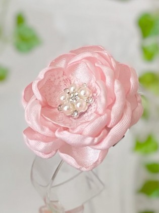 Handmade Pale Pink Fabric Flower Hair Clip