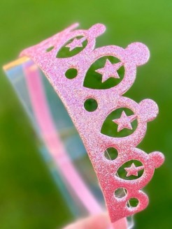 Pink glitter crown headband