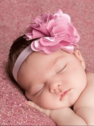 Dusty Pink Headband Puff Satin Tulle Flower