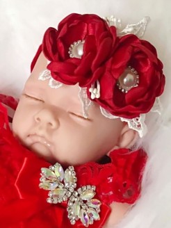 Exclusive Baby Girl Headband Red Flowers