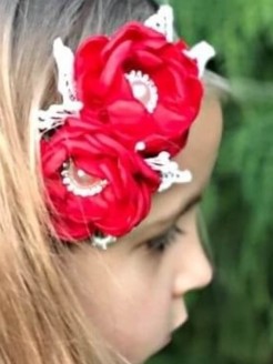 Luxury Baby Girl Headband Red Flowers