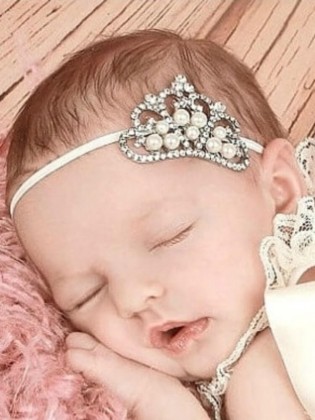 Baby Girl Headband Crown And Pearls