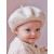 Girls Wool Beret Hat Ivory Pearls