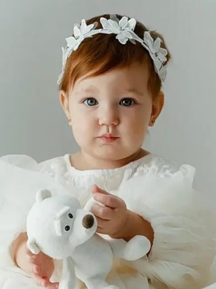 Baby Girl Lace Flowers Crown Headband with Crystals