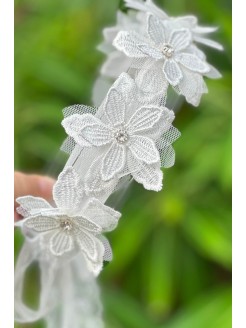 Baby Girl Lace Flowers Crown Headband with Crystals