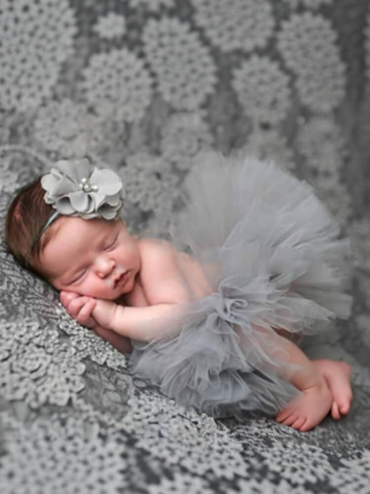 Baby Girl Tutu Tulle Skirt Silver Grey